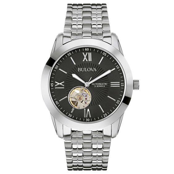 Armbanduhr Bulova Herr Automatic Open Heart in Stahl 96A158 - 96A158